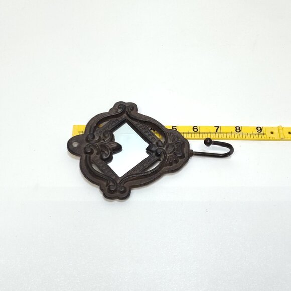 Ornate Cast Iron Wall Hook Mirror Accent Unique Style Decorative Hanger Vintage - Picture 6 of 6